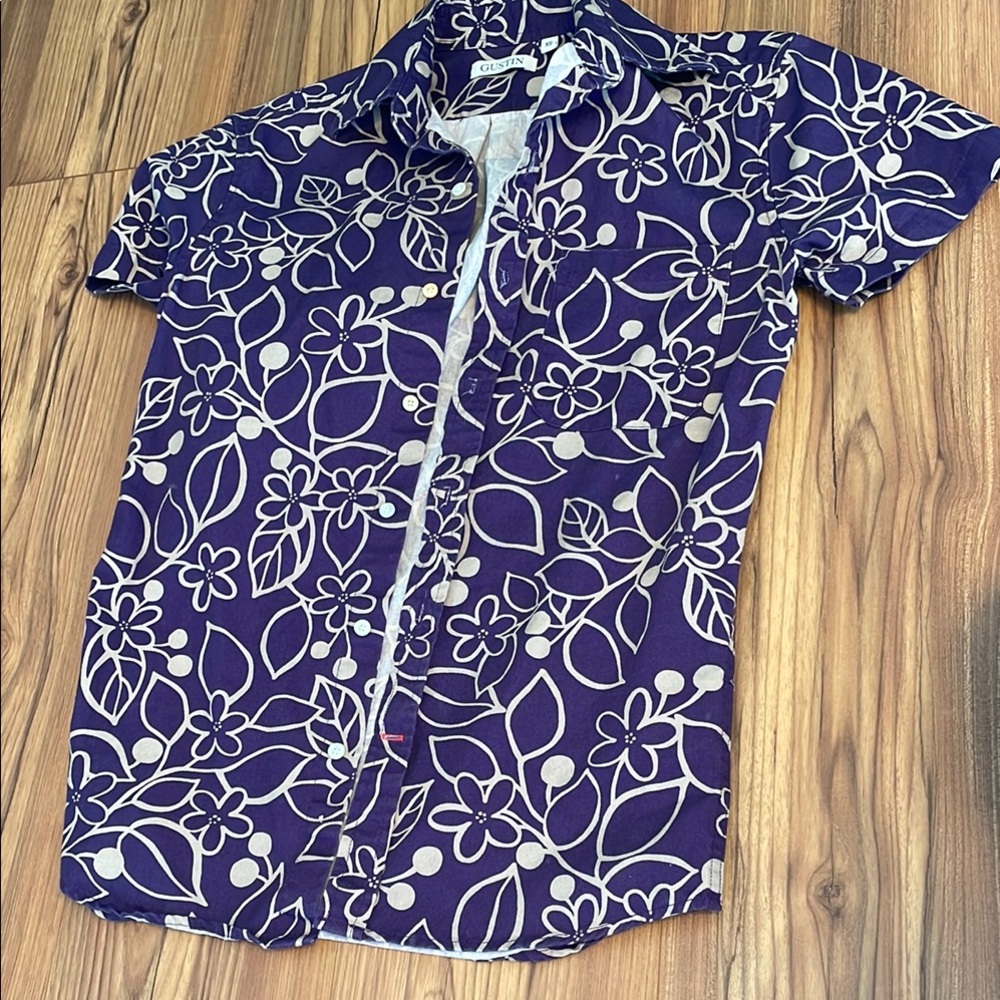 Gustin Purple and Tan Casual Button Down Shirt